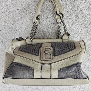Vintage Guess Y2K Shoulder Bag Purse Embossed Faux Crock Chunky Chains Studded